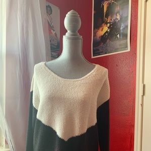 PL brown, cream and eggplant color. Like new sweater.